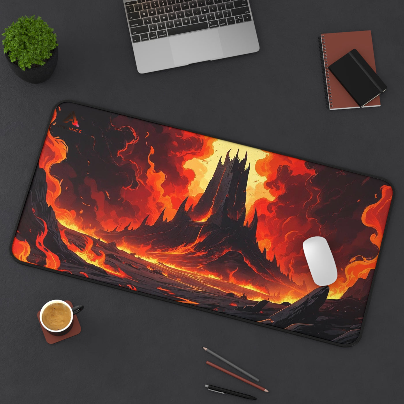 ApexMatz Infernal Realm Gaming Deskmat - Large Lava Landscape Mouse Pad