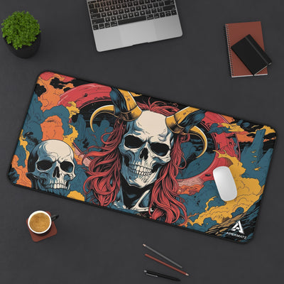 ApexMatz Demon Skull Gaming Deskmat - Large Horned Skull Mouse Pad