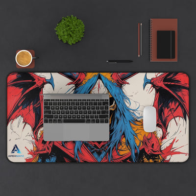 ApexMatz Archfiend's Fury Gaming Deskmat - Large Vibrant Skull & Blue Hair Mouse Pad
