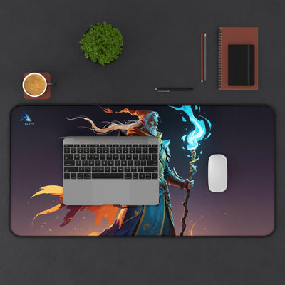 ApexMatz Flame Weaver Gaming Deskmat - Large Fantasy Wizard & Blue Flame Mouse Pad