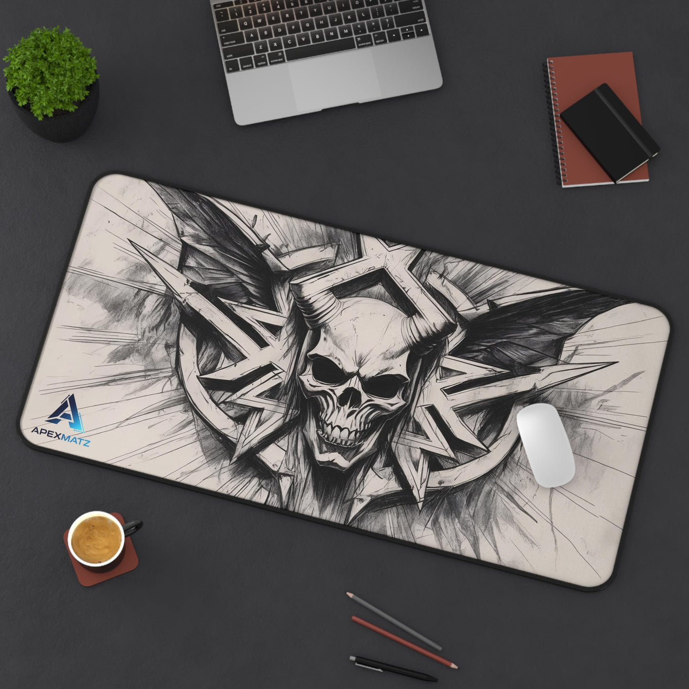 ApexMatz Sentinel Skull Gaming Deskmat - Large Gothic Fantasy Mouse Pad