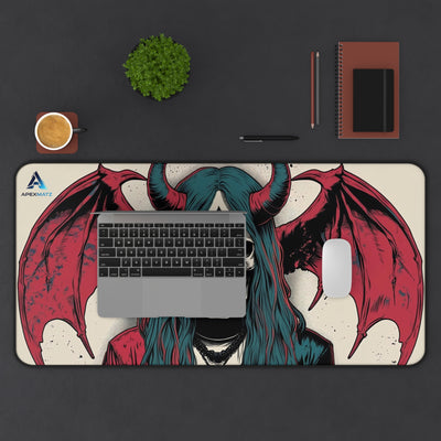 ApexMatz Gothic Seraphim Gaming Deskmat - Large Winged Skull & Cross Mouse Pad