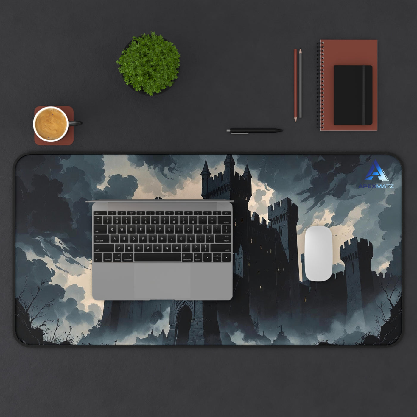ApexMatz Shadowfell Keep Gaming Deskmat - Large Gothic Fortress Fantasy Mouse Pad