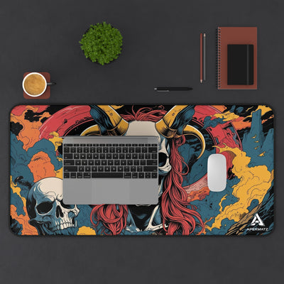 ApexMatz Demon Skull Gaming Deskmat - Large Horned Skull Mouse Pad