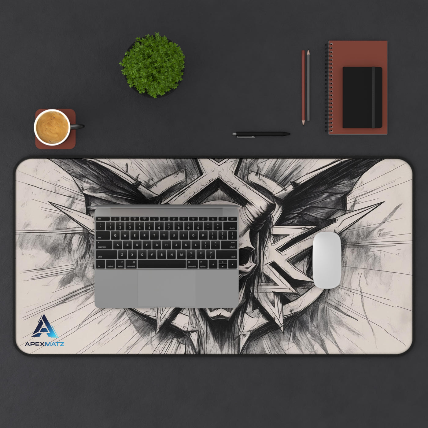 ApexMatz Sentinel Skull Gaming Deskmat - Large Gothic Fantasy Mouse Pad