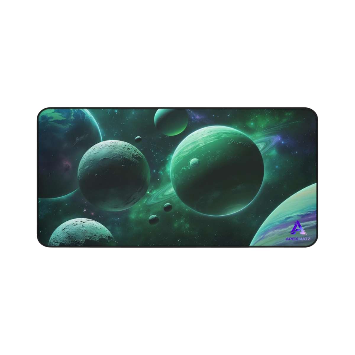 ApexMatz Alien Worlds Gaming Deskmat - Large Green Planets Space Mouse Pad