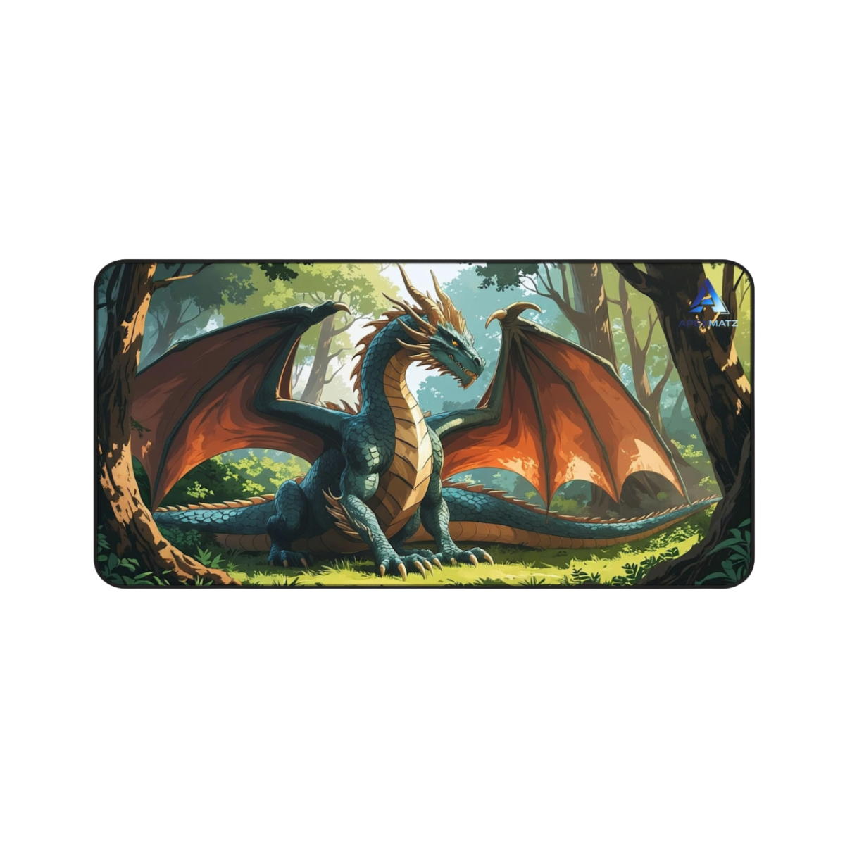 ApexMatz Forest Guardian Gaming Deskmat - Large Fantasy Mythical Dragon Mouse Pad