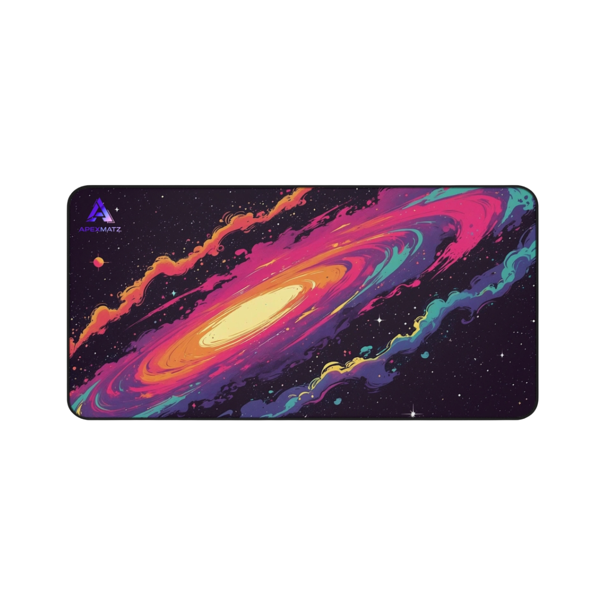 ApexMatz Galactic Swirl Gaming Deskmat - Large Vibrant Spiral Galaxy Mouse Pad