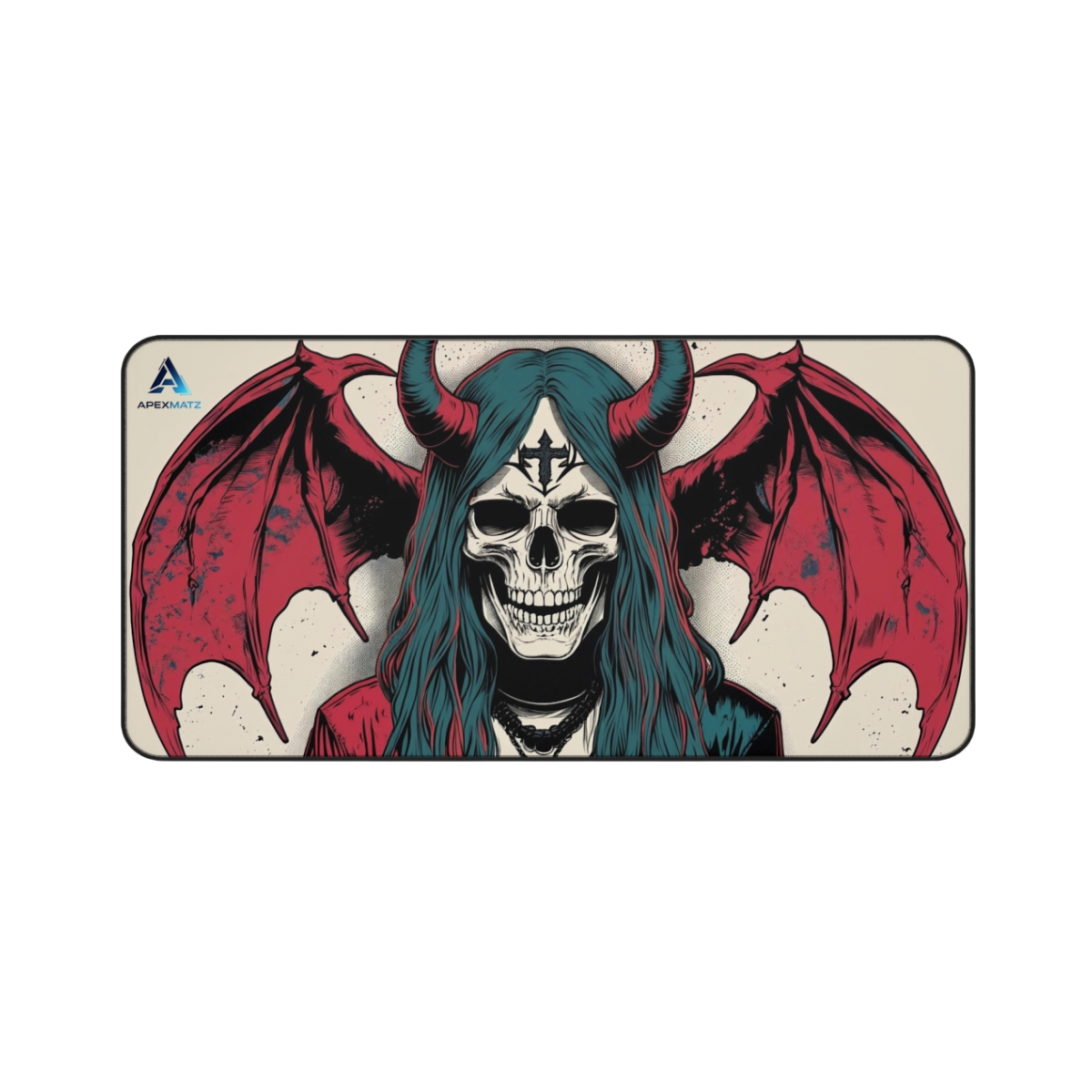 ApexMatz Gothic Seraphim Gaming Deskmat - Large Winged Skull & Cross Mouse Pad