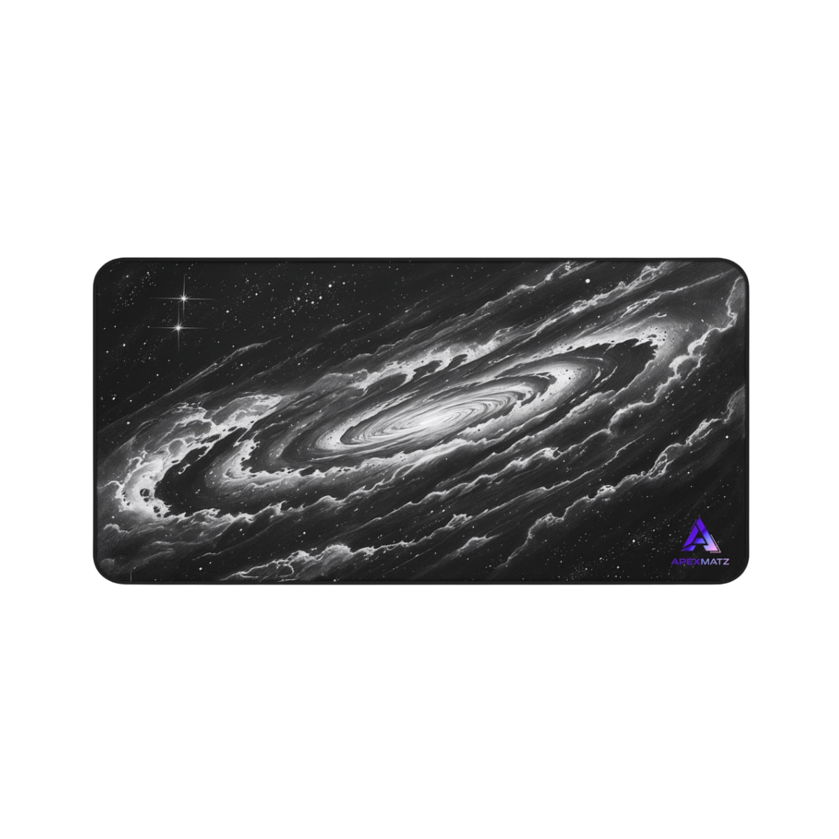 ApexMatz Milky Way Galaxy Gaming Deskmat - Large Monochrome Spiral Space Mouse Pad